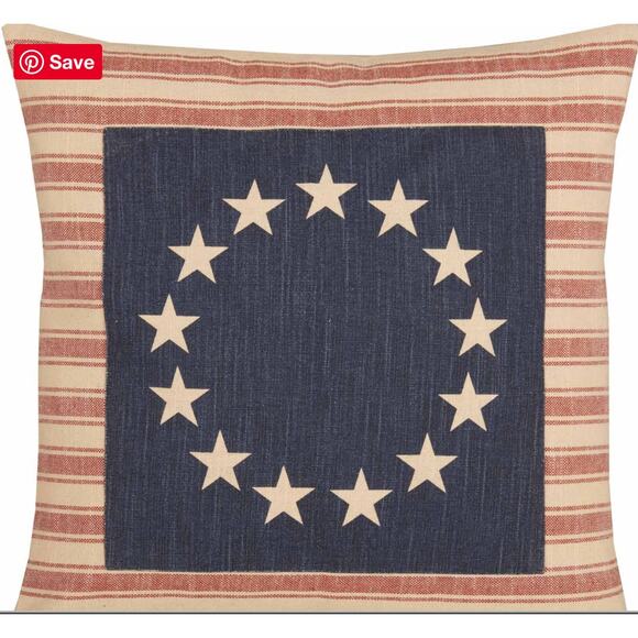 Piper Classics Marketplace Red Betsy Ross Flag Pillow Cover – 18"x 18" - Picture 4 of 7